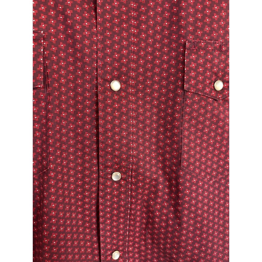 Wrangler Western Dress Shirt Wrancher Red Black Pearl Snaps Long Sleeve Mens XL - Picture 7 of 12
